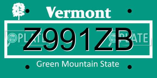 Z991ZB Vermont License Plate