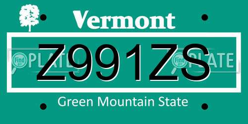 Z991ZS Vermont License Plate