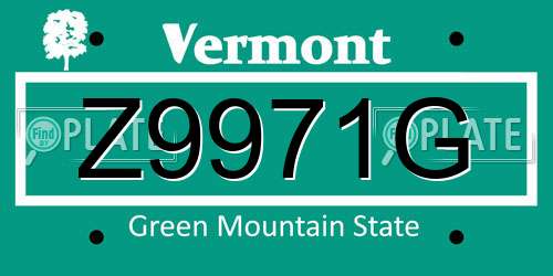 Z9971G Vermont License Plate