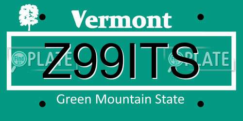 Z99ITS Vermont License Plate
