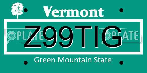 Z99TIG Vermont License Plate