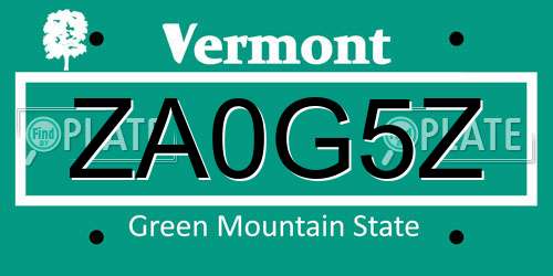 ZA0G5Z Vermont License Plate