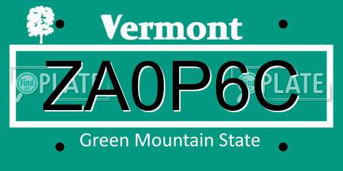 ZA0P6C Vermont License Plate
