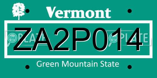ZA2P014 Vermont License Plate
