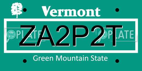 ZA2P2T Vermont License Plate