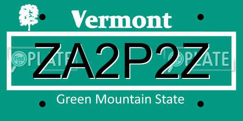 ZA2P2Z Vermont License Plate