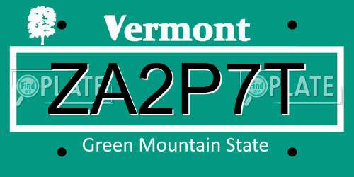 ZA2P7T Vermont License Plate