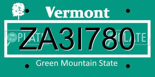 ZA3I780 Vermont License Plate