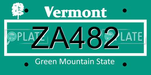 ZA482 Vermont License Plate