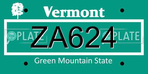 ZA624 Vermont License Plate