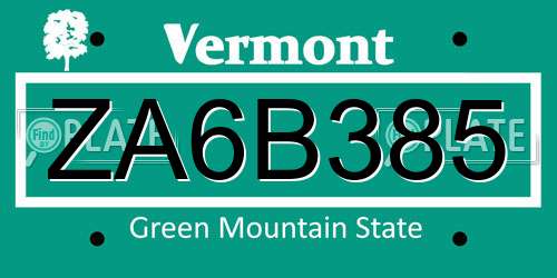 ZA6B385 Vermont License Plate