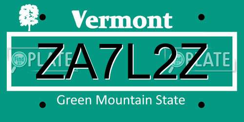 ZA7L2Z Vermont License Plate
