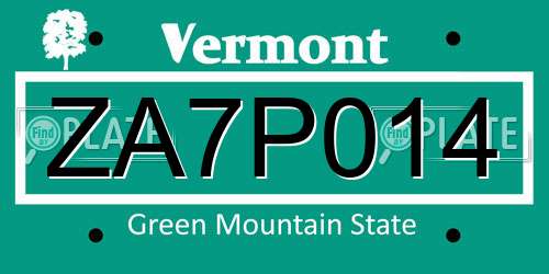 ZA7P014 Vermont License Plate