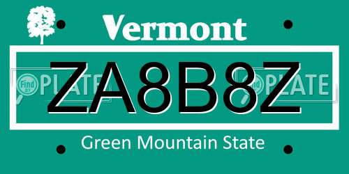 ZA8B8Z Vermont License Plate