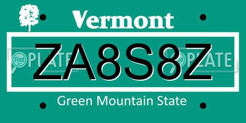 ZA8S8Z Vermont License Plate