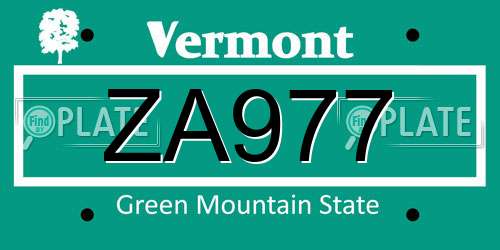 ZA977 Vermont License Plate