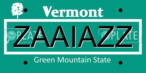 ZAAIAZZ Vermont License Plate