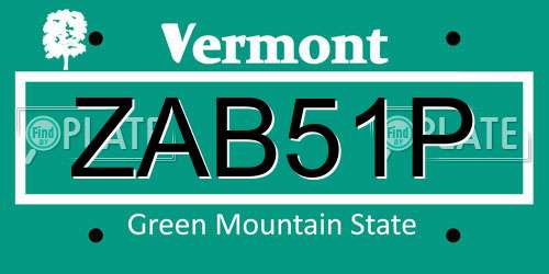 ZAB51P Vermont License Plate