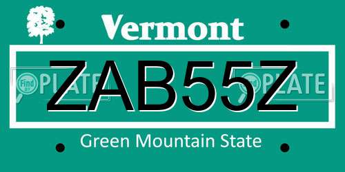 ZAB55Z Vermont License Plate