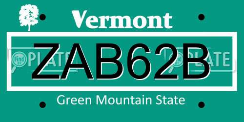 ZAB62B Vermont License Plate