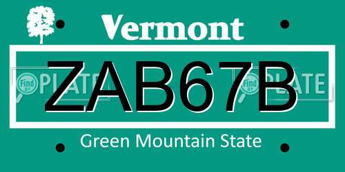 ZAB67B Vermont License Plate