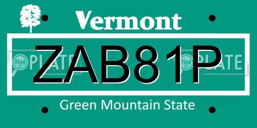 ZAB81P Vermont License Plate