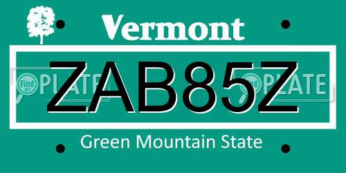 ZAB85Z Vermont License Plate