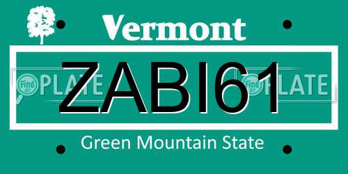 ZABI61 Vermont License Plate