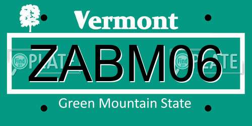 ZABM06 Vermont License Plate