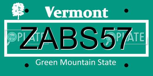 ZABS57 Vermont License Plate