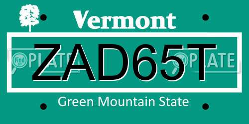 ZAD65T Vermont License Plate