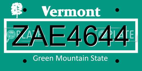 ZAE4644 Vermont License Plate