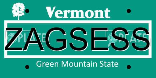 ZAGSESS Vermont License Plate