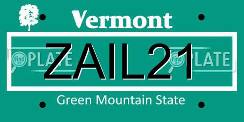 ZAIL21 Vermont License Plate
