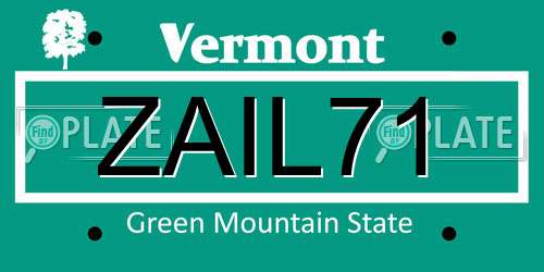 ZAIL71 Vermont License Plate