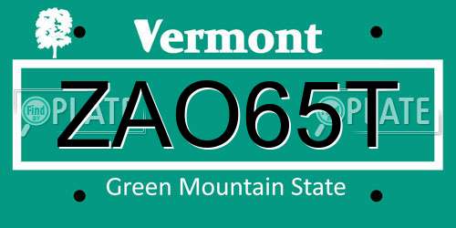 ZAO65T Vermont License Plate