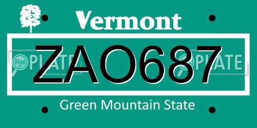 ZAO687 Vermont License Plate