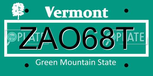ZAO68T Vermont License Plate