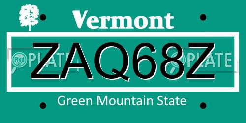 ZAQ68Z Vermont License Plate