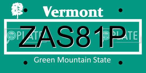 ZAS81P Vermont License Plate