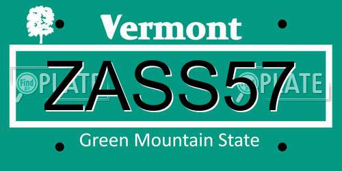 ZASS57 Vermont License Plate