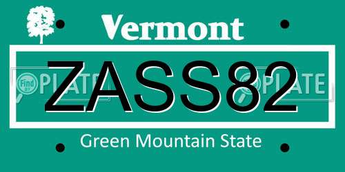 ZASS82 Vermont License Plate
