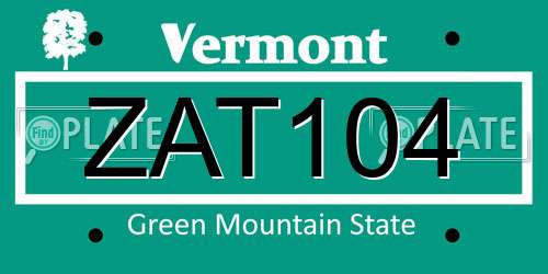 ZAT104 Vermont License Plate
