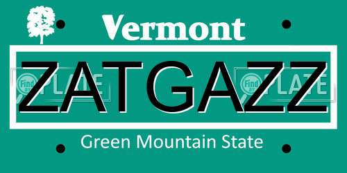 ZATGAZZ Vermont License Plate