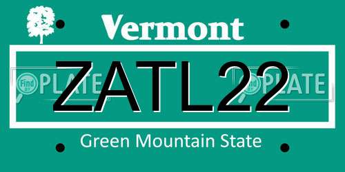 ZATL22 Vermont License Plate