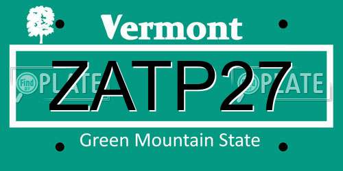 ZATP27 Vermont License Plate