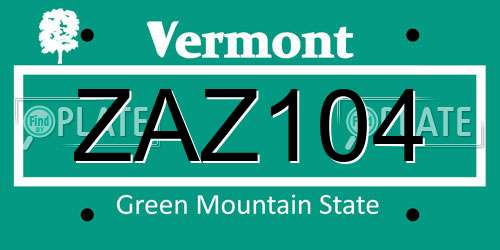 ZAZ104 Vermont License Plate