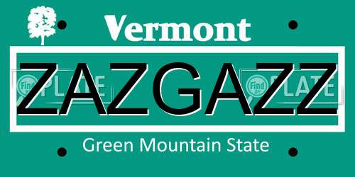 ZAZGAZZ Vermont License Plate