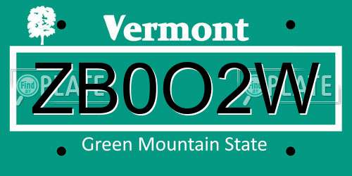ZB0O2W Vermont License Plate