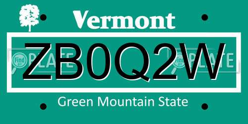 ZB0Q2W Vermont License Plate